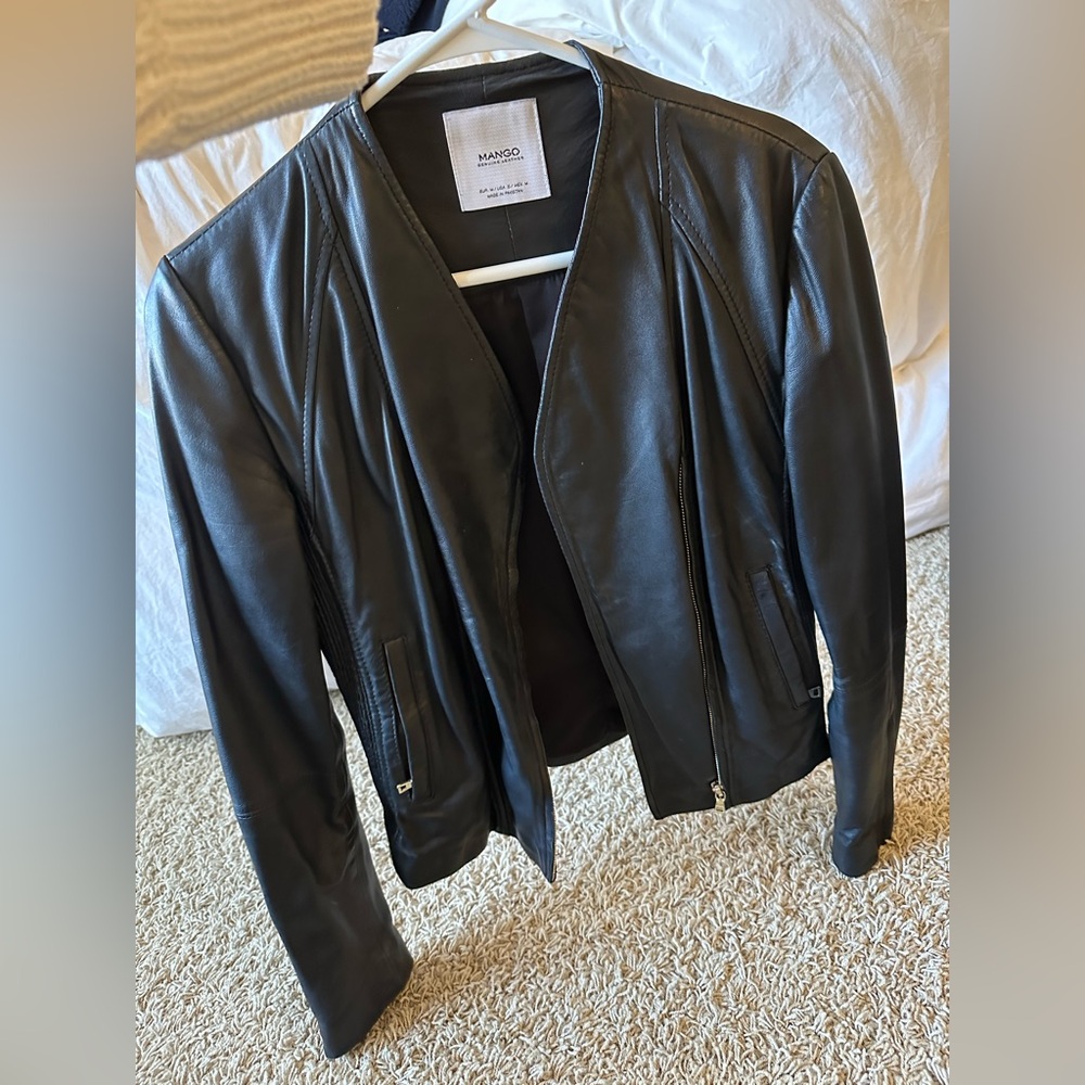 Mango REAL sheep leather jacket size US small